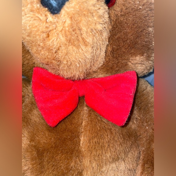 Dakin Brown Honey Jo Vintage 1986 20" Plush Teddy Bear Red Bow Tie Fun Farm - Picture 4 of 11